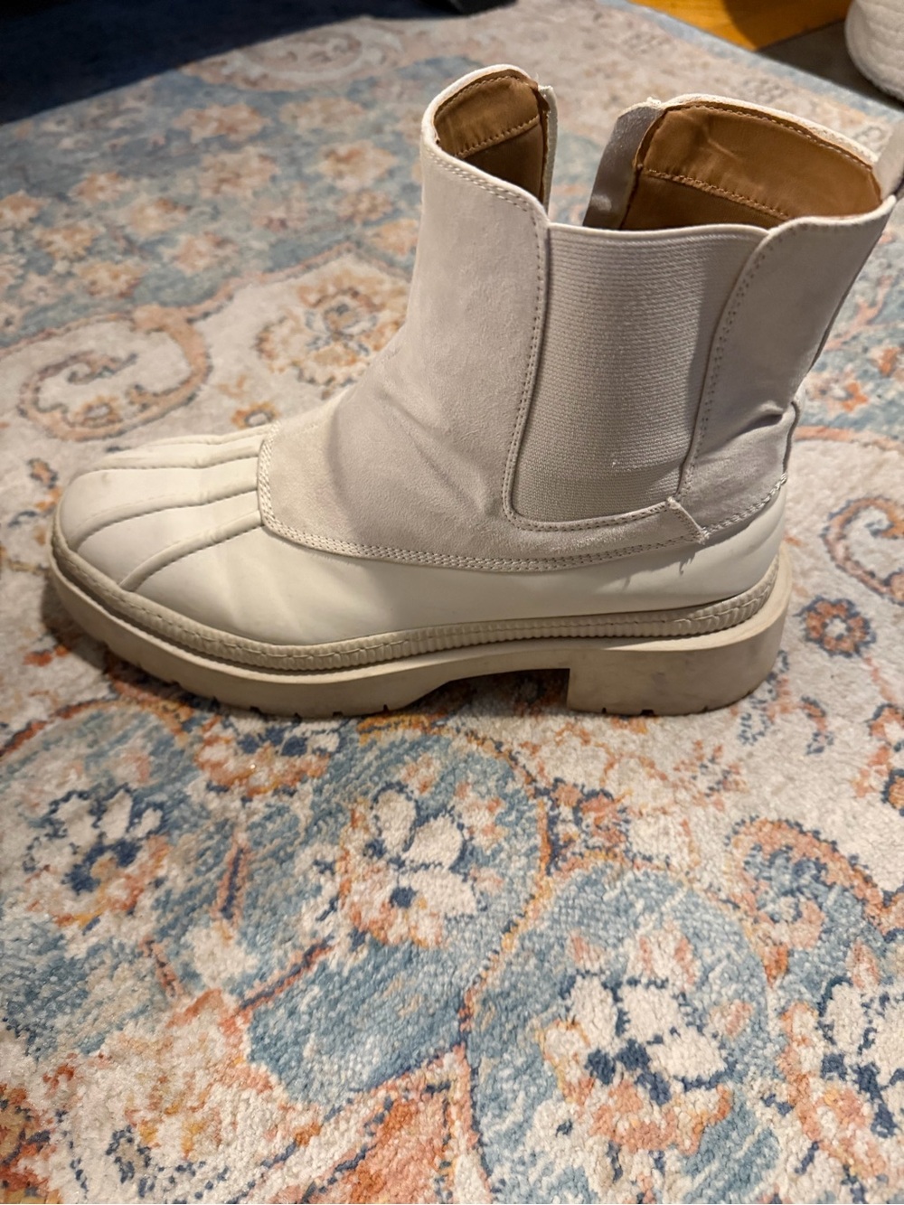 Women's Cream Chelsea Duck Boot - Stylish Slip-On Winter Boot